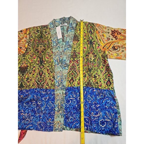 Patchwork print kimono Silk Blend Tie short length  size S - Size XL New - Picture 13 of 16